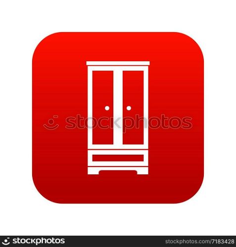 Wardrobe in simple style isolated on white background vector illustration. Wardrobe icon digital red