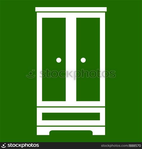 Wardrobe in simple style isolated on white background vector illustration. Wardrobe icon green