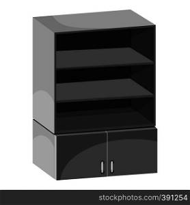 Wardrobe with shelves icon. Gray monochrome illustration of wardrobe with shelves vector icon for web. Wardrobe with shelves icon, gray monochrome style