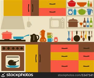 Ware on kitchen. A vector illustration