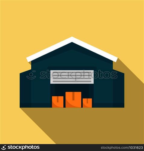 Warehouse building icon. Flat illustration of warehouse building vector icon for web design. Warehouse building icon, flat style