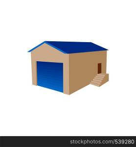 Warehouse building icon in cartoon style on a white background. Warehouse building icon, cartoon style