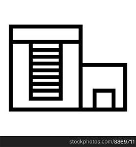 Warehouse building icon line isolated on white background. Black flat thin icon on modern outline style. Linear symbol and editable stroke. Simple and pixel perfect stroke vector illustration