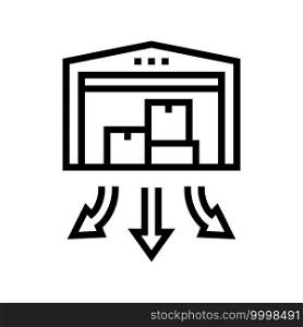 warehouse building line icon vector. warehouse building sign. isolated contour symbol black illustration. warehouse building line icon vector illustration