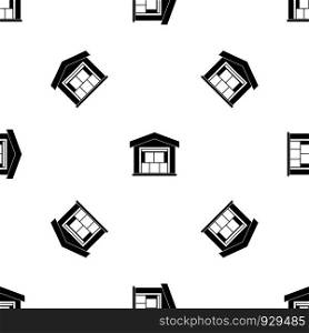 Warehouse building pattern repeat seamless in black color for any design. Vector geometric illustration. Warehouse building pattern seamless black