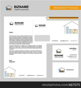 Warehouse Business Letterhead, Envelope and visiting Card Design vector template