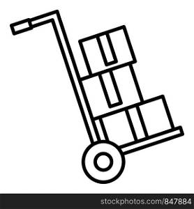 Warehouse cart box icon. Outline warehouse cart box vector icon for web design isolated on white background. Warehouse cart box icon, outline style