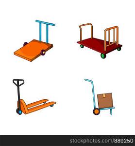 Warehouse cart icon set. Cartoon set of warehouse cart vector icons for your web design isolated on white background. Warehouse cart icon set, cartoon style