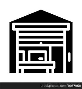 warehouse construction glyph icon vector. warehouse construction sign. isolated contour symbol black illustration. warehouse construction glyph icon vector illustration