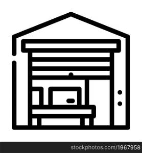 warehouse construction line icon vector. warehouse construction sign. isolated contour symbol black illustration. warehouse construction line icon vector illustration