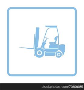 Warehouse forklift icon. Blue frame design. Vector illustration.