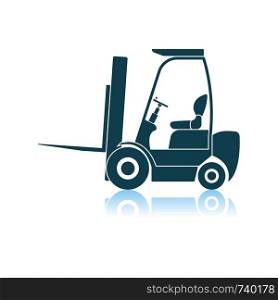 Warehouse Forklift Icon. Shadow Reflection Design. Vector Illustration.