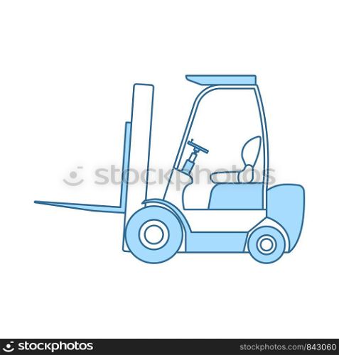 Warehouse Forklift Icon. Thin Line With Blue Fill Design. Vector Illustration.