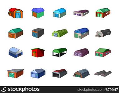 Warehouse icon set. Cartoon set of warehouse vector icons for web design isolated on white background. Warehouse icon set, cartoon style