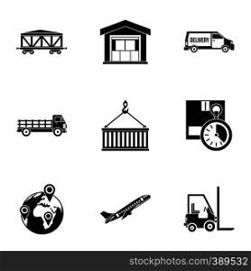 Warehouse icons set. Simple illustration of 9 warehouse vector icons for web. Warehouse icons set, simple style