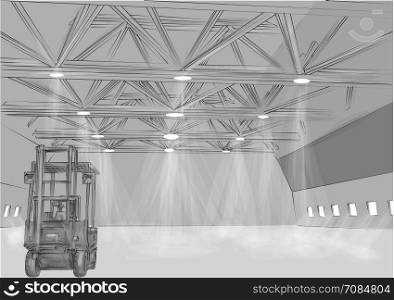 warehouse. Large modern storehouse in grey color