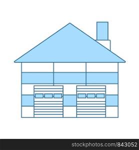 Warehouse Logistic Concept Icon. Thin Line With Blue Fill Design. Vector Illustration.