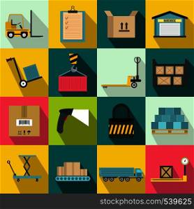 Warehouse logistic storage icons set in flat style for any design. Warehouse logistic storage icons set