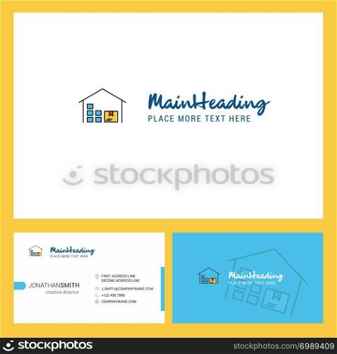 Warehouse Logo design with Tagline & Front and Back Busienss Card Template. Vector Creative Design