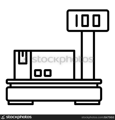 Warehouse scales icon. Outline warehouse scales vector icon for web design isolated on white background. Warehouse scales icon, outline style