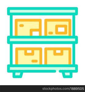 warehouse shelves color icon vector. warehouse shelves sign. isolated symbol illustration. warehouse shelves color icon vector illustration