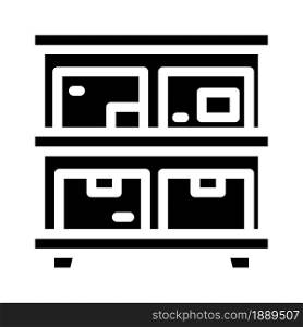 warehouse shelves glyph icon vector. warehouse shelves sign. isolated contour symbol black illustration. warehouse shelves glyph icon vector illustration