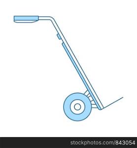 Warehouse Trolley Icon. Thin Line With Blue Fill Design. Vector Illustration.