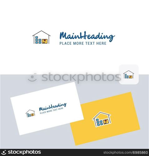 Warehouse vector logotype with business card template. Elegant corporate identity. - Vector