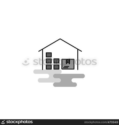 Warehouse Web Icon. Flat Line Filled Gray Icon Vector