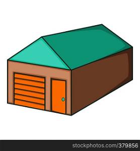 Warehouse with closed doors icon. Cartoon illustration of warehouse with closed doors vector icon for web. Warehouse with closed doors icon, cartoon style