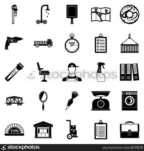 Warehouses icons set. Simple set of 25 warehouses vector icons for web isolated on white background. Warehouses icons set, simple style