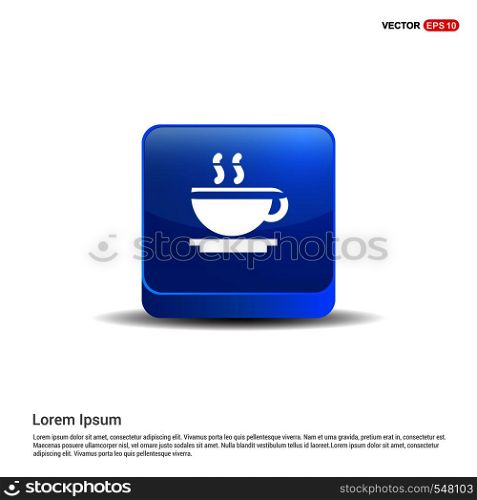 Warm drink icon - 3d Blue Button.