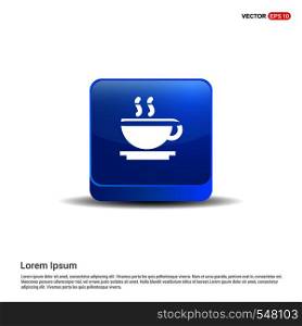 Warm drink icon - 3d Blue Button.