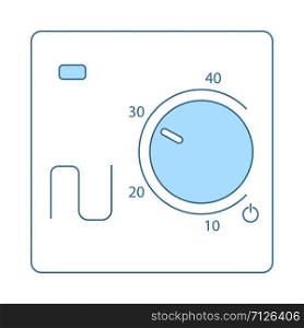 Warm Floor Wall Unit Icon. Thin Line With Blue Fill Design. Vector Illustration.
