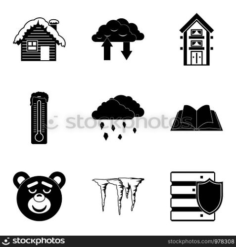 Warm house icons set. Simple set of 9 warm house vector icons for web isolated on white background. Warm house icons set, simple style