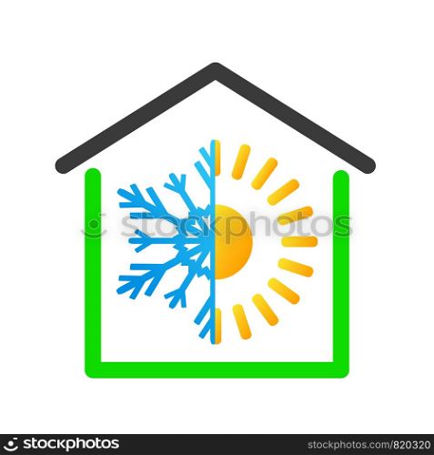 warm or cold house business logo design, stock vector illustration