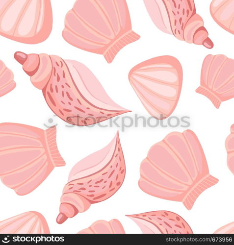 Warm pink seashells vector seamless pattern. Abstract marine wallpaper. Underwater backdrop.. Warm pink seashells vector seamless pattern. Abstract marine wallpaper.