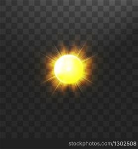 Warm sun on a transparent background. Summer. Glare. Solar rays. Warm sun on a transparent background. Summer. Glare. Solar rays.