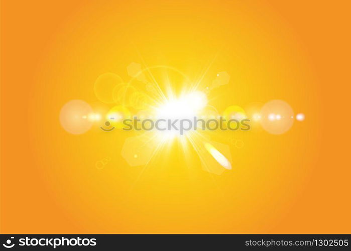 Warm sun on a yellow background. Summer. Glare. Solar rays. Warm sun on a yellow background. Summer. Glare. Solar rays.