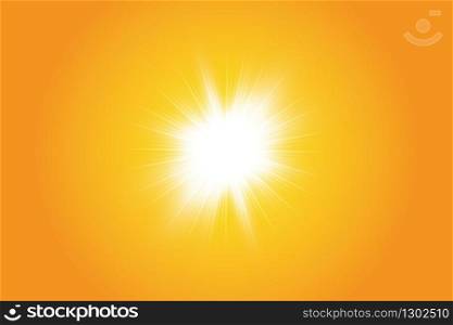 Warm sun on a yellow background. Summer. Glare. Solar rays. Warm sun on a yellow background. Summer. Glare. Solar rays.