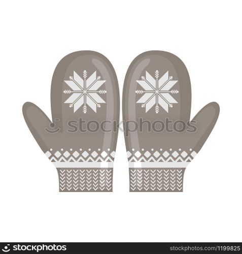 Warm winter mitten icon in flat style isolated on white background. Vector illustration.. Vector warm winter mitten icon in flat style isolated on white background.