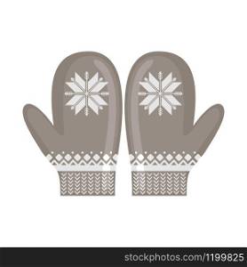 Warm winter mitten icon in flat style isolated on white background. Vector illustration.. Vector warm winter mitten icon in flat style isolated on white background.