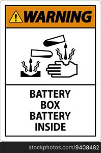 Warning Battery Box Battery Inside Sign With Symbol