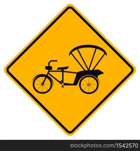 Warning Bicycle Or Tricycle Traffic Road Yellow Symbol Sign Isolate on White Background,Vector Illustration EPS.10