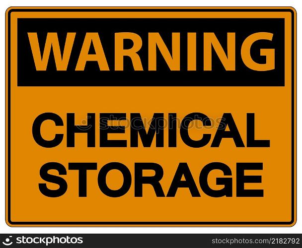 Warning Chemical Storage Sign On White Background