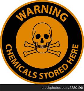 Warning Chemicals Stored Here Sign On White Background