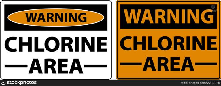 Warning Chlorine Area Sign On White Background