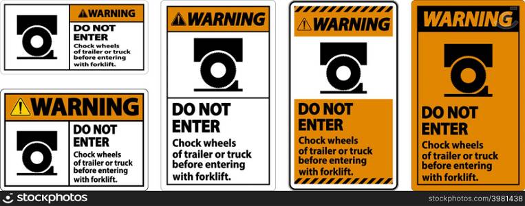 Warning Chock Wheels of Trailer Sign On White Background