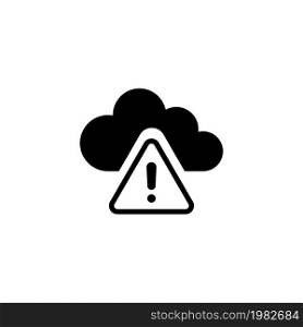 Warning Cloud Computing, Ddos Attack. Flat Vector Icon illustration. Simple black symbol on white background. Warning Cloud Computing, Ddos Attack sign design template for web and mobile UI element. Warning Cloud Computing, Ddos Attack Flat Vector Icon