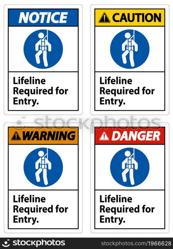 Warning Confined Space Sign Lifeline Required For Entry